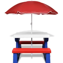 VidaXL - Table et bancs de pique nique avec parasol pour enfants New