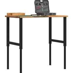 Vidaxl Mercerie | - Établi marron clair 100x60x(71,5-98) cm bois de chêne massif