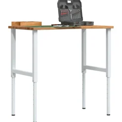 Vidaxl Mercerie | - Établi marron clair 100x60x(71,5-98) cm bois de chêne massif