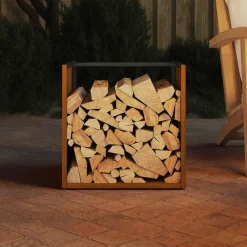 VidaXL Bois Et Accessoires De Cheminées | - Étagère à bois 40x40x40 cm acier résistant aux intempéries