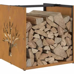 VidaXL Bois Et Accessoires De Cheminées | - Étagère à bois 40x40x40 cm acier résistant aux intempéries