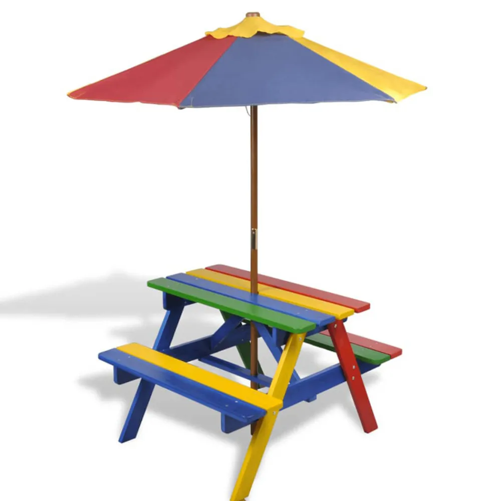 VidaXL - - table et bancs avec parasol pour enfants Best
