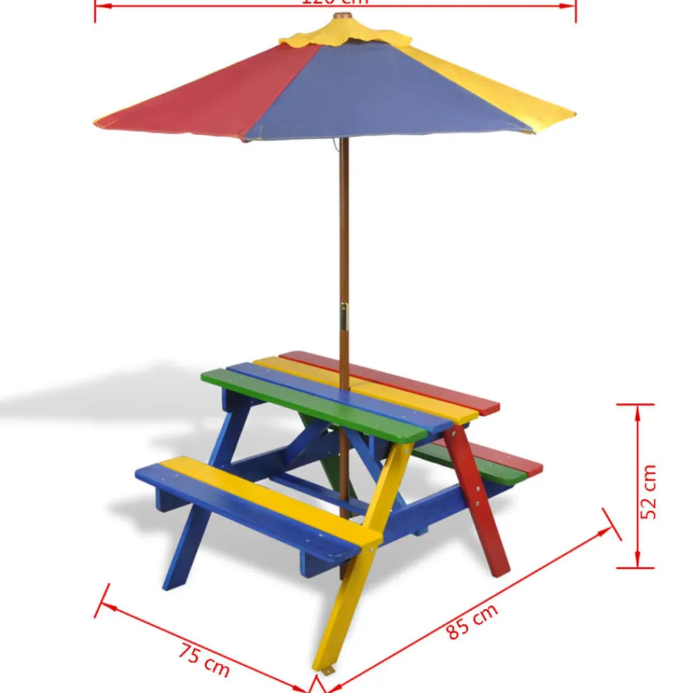 VidaXL - - table et bancs avec parasol pour enfants Best