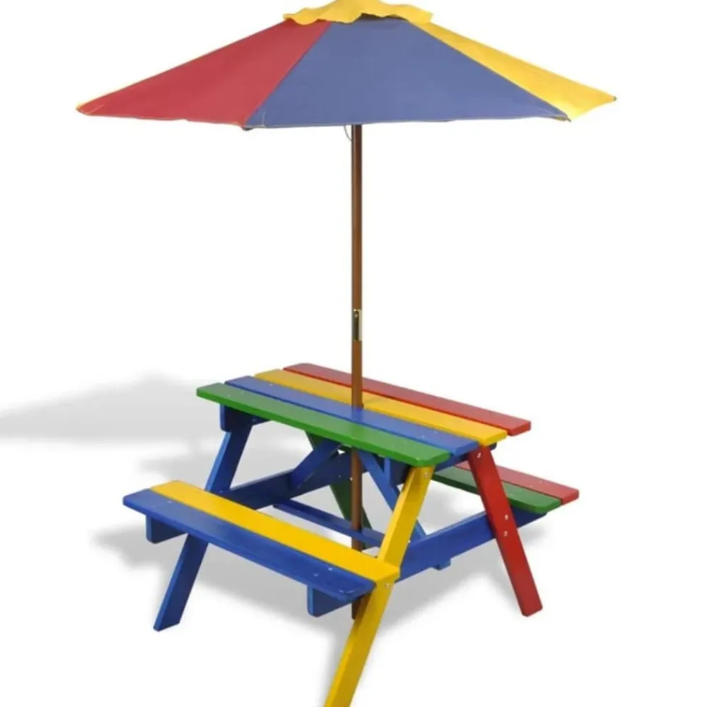 VidaXL - - table et bancs avec parasol pour enfants Best