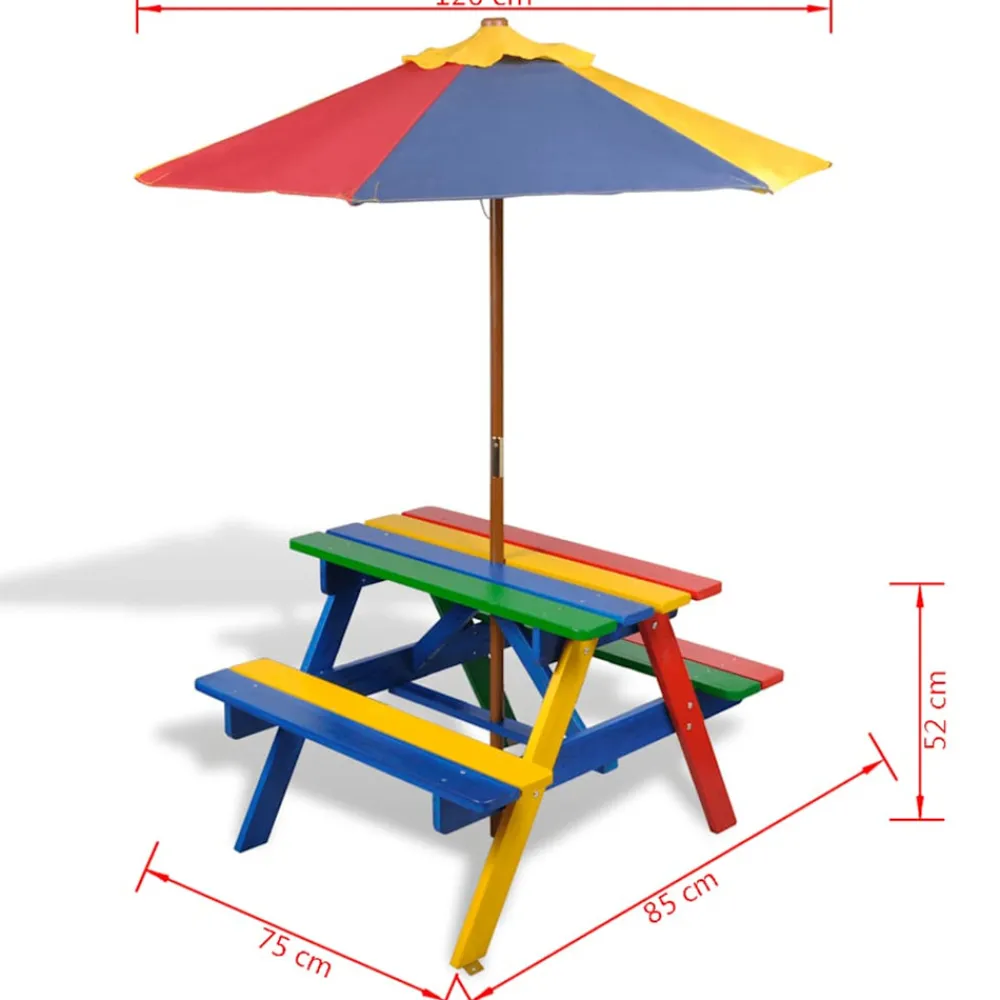 VidaXL - - table et bancs avec parasol pour enfants Best