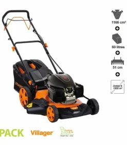 Villager Tondeuses | - Tondeuse thermique tractée moteur honda gcv 3,2cv coupe 50cm mulching atlas 5111h