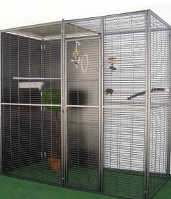 NA Volière de jardin pour perroquets de 2m² à toit mixte Sale