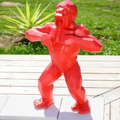 Wanda Collection - Statue origami gorille rouge 80 cm Outlet