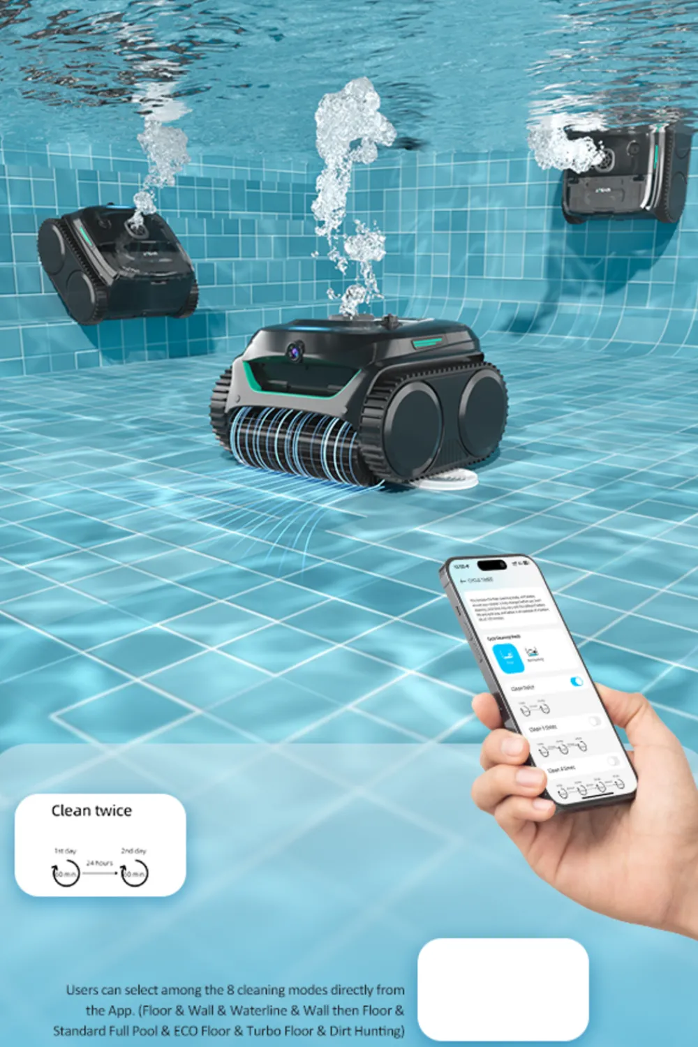 Wybot - c2 vision - robot de piscine sans fil avec smart vision, navigation intelligente, 8 modes de nettoyage, batterie longue durée Online