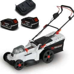 X-performer - Tondeuse à gazon portative sur batterie - 40v max - hauteur de coupe 6 positions avec 2 batteries 4ah et double chageur Best