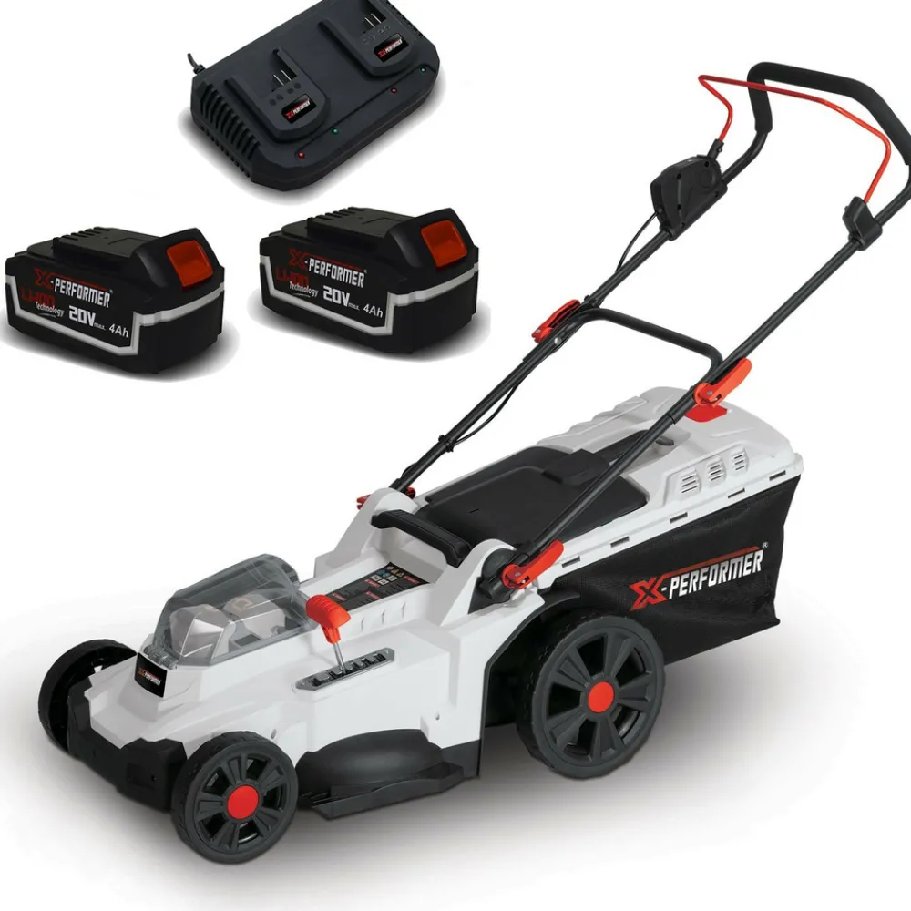 X-performer - Tondeuse à gazon portative sur batterie - 40v max - hauteur de coupe 6 positions avec 2 batteries 4ah et double chageur Best