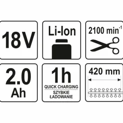 Yato Taille-Haies, Tronçonneuses Et Élagueuses | - Taille-haie avec batterie li-ion 2,0ah 18v 420 mm