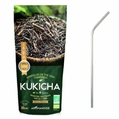 Youdoit - Thé vert bio japonais kukicha 80 g + 4 pailles en inox Clearance