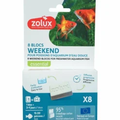 Zolux - Bloc vacances de nourriture pour poissons d'aquarium d'eau douce 8 blocs permett Outlet