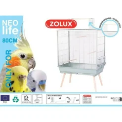 Zolux - Cage surélevée pour oiseau - - néolife - pour perruche, calopsitte, canari - 81 x 48 x 130 cm - vert