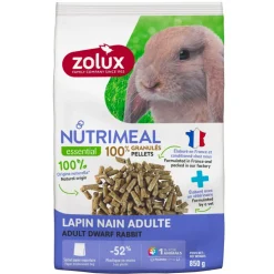 Zolux Alimentation | - Granulés pour lapin nain adulte (6 mois et plus) sachet de 850 g